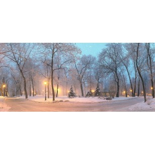 Evening Park Stroll, Lighted Backdrop